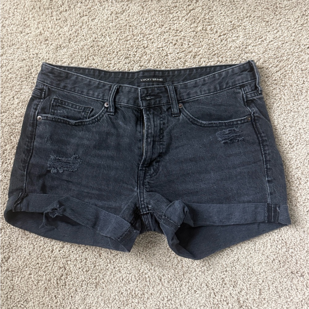 Lucky Brand Black Distressed Denim Shorts